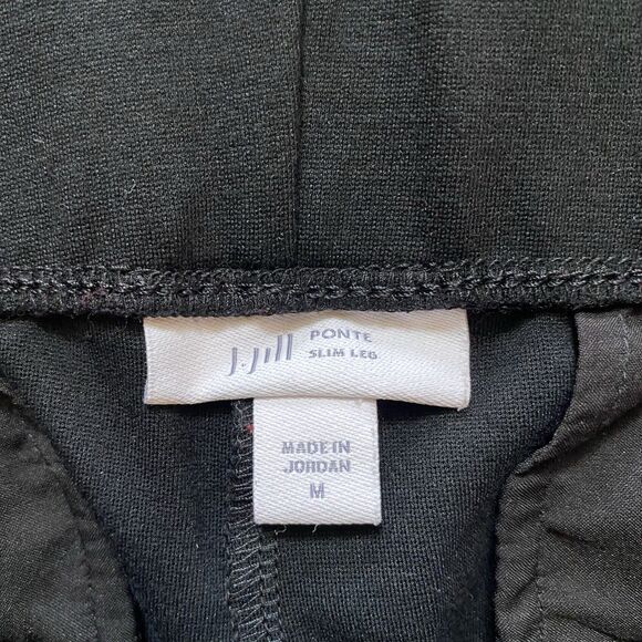 J. JILL M Black Ponte Slim Leg Pull-On Ankle Pants Business Casual Comfort Chic - Picture 5 of 16